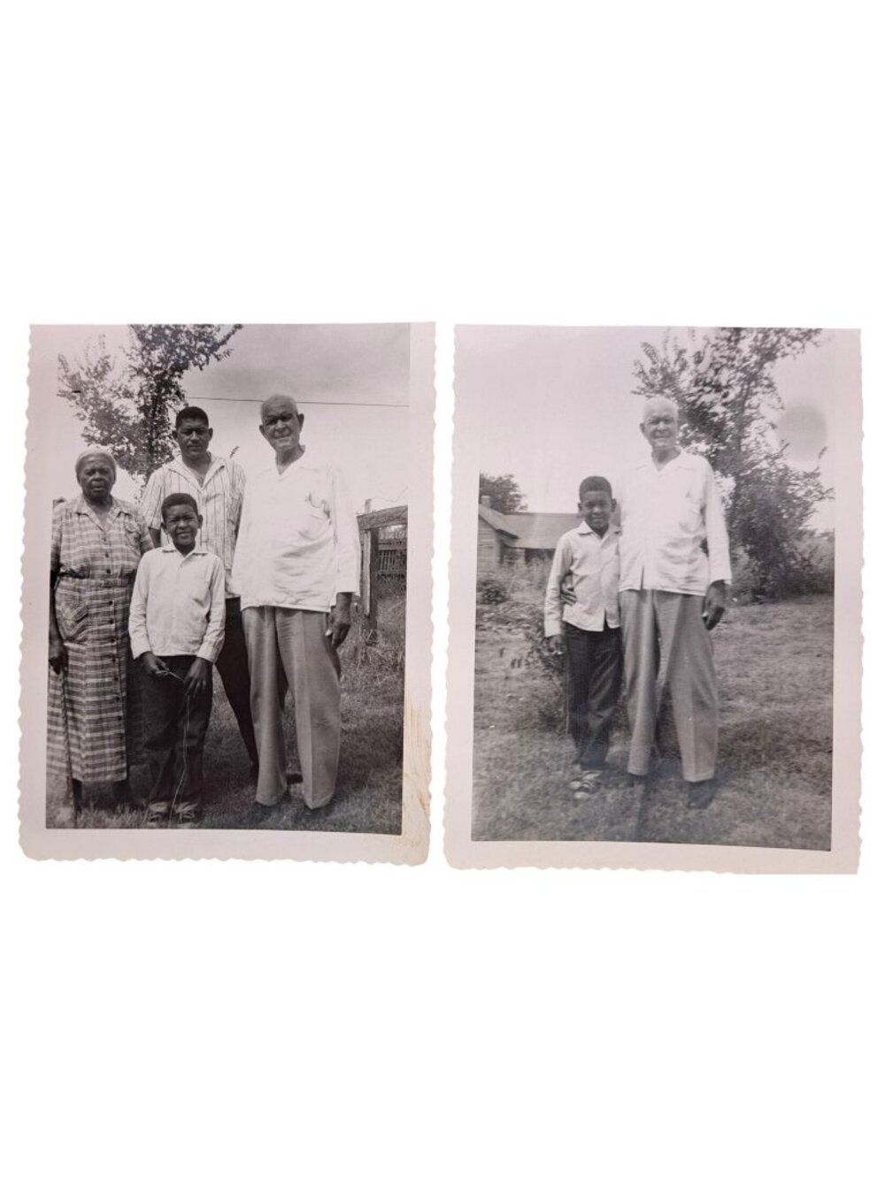 Vintage Black And White African American Family Photo Set Of 2 Men Woman Boy 50s